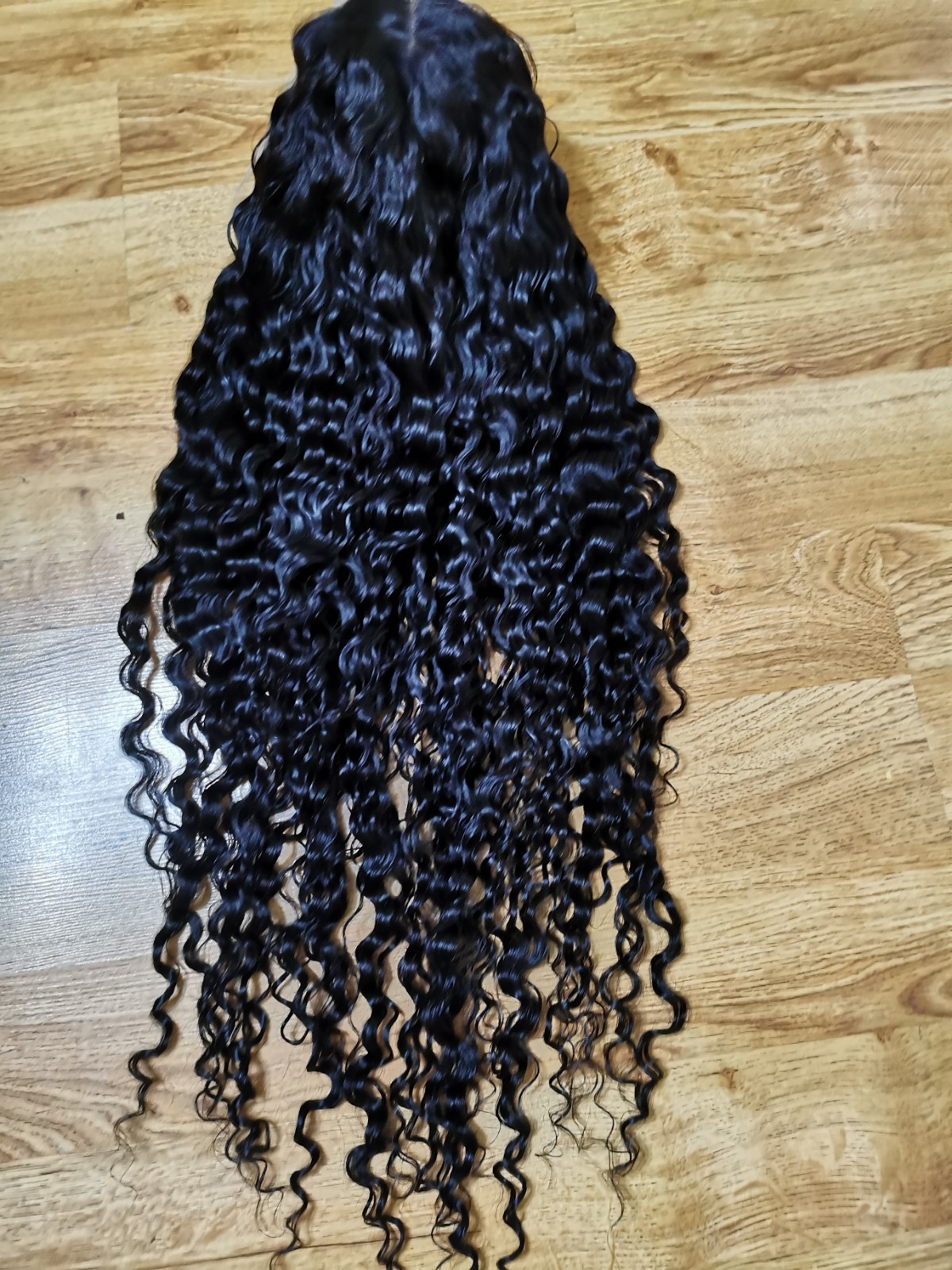 30” High Quality Natural Black Deep Wave Curly Human Hair 13X6 Front Lace Wig.