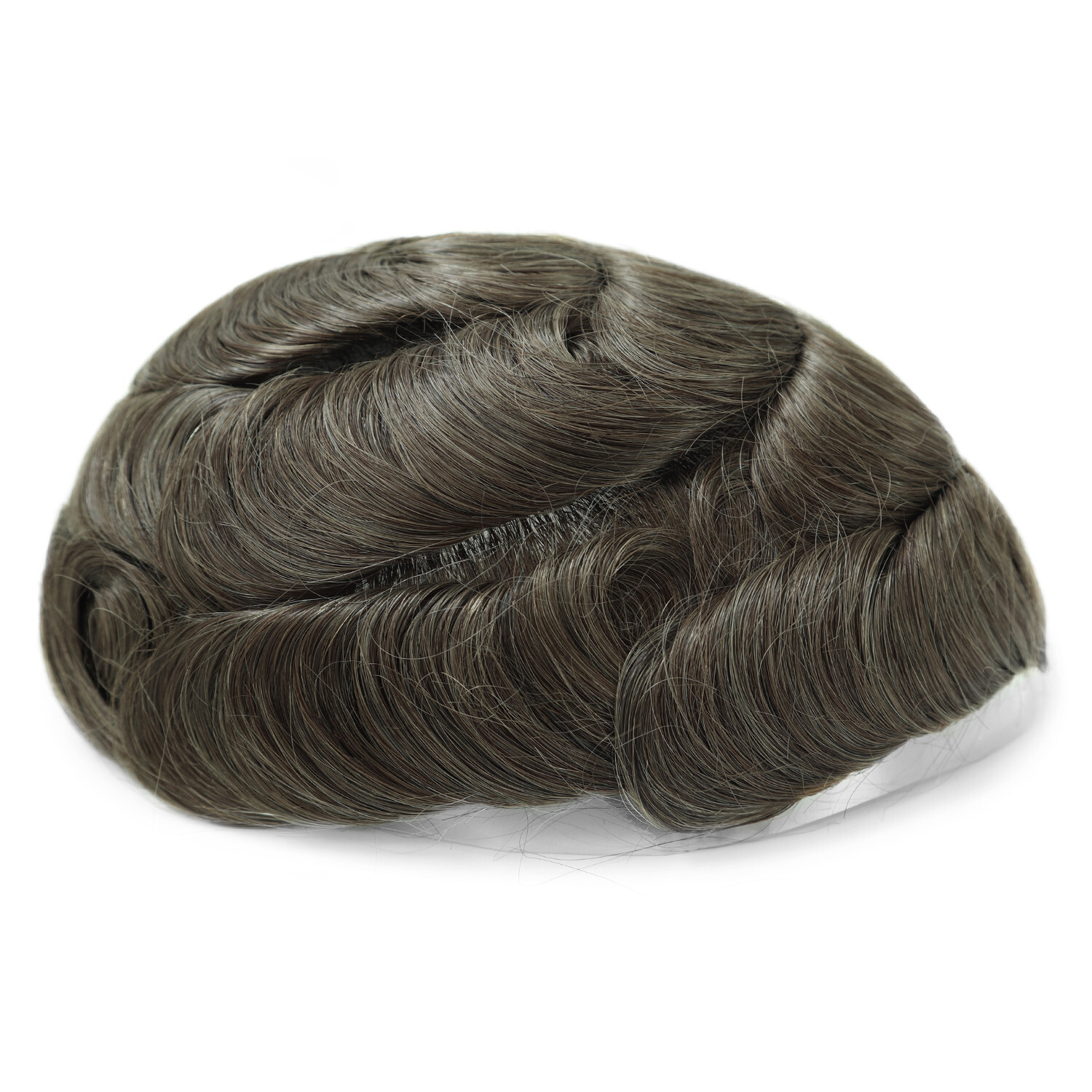Toupee for Men Human Hair Replacement System Injection Skin Brown Hair Piece #7