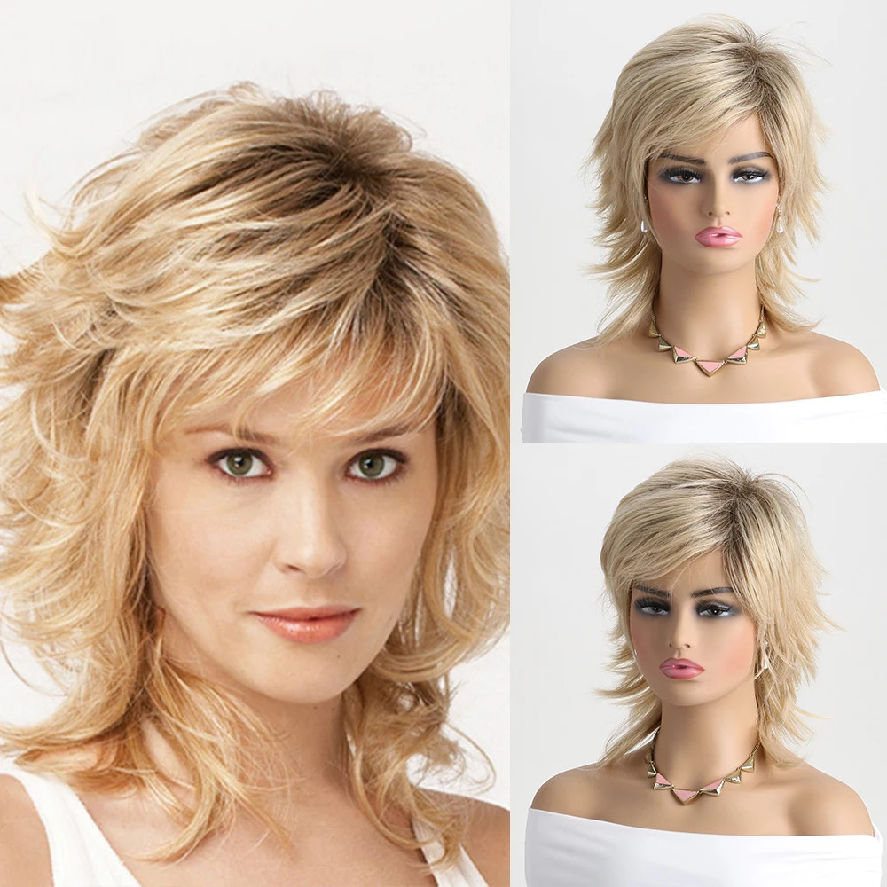 Wavy Layered 12 In Mid Length Women Natural Daily Shag Caples Synthetic Hair Wig