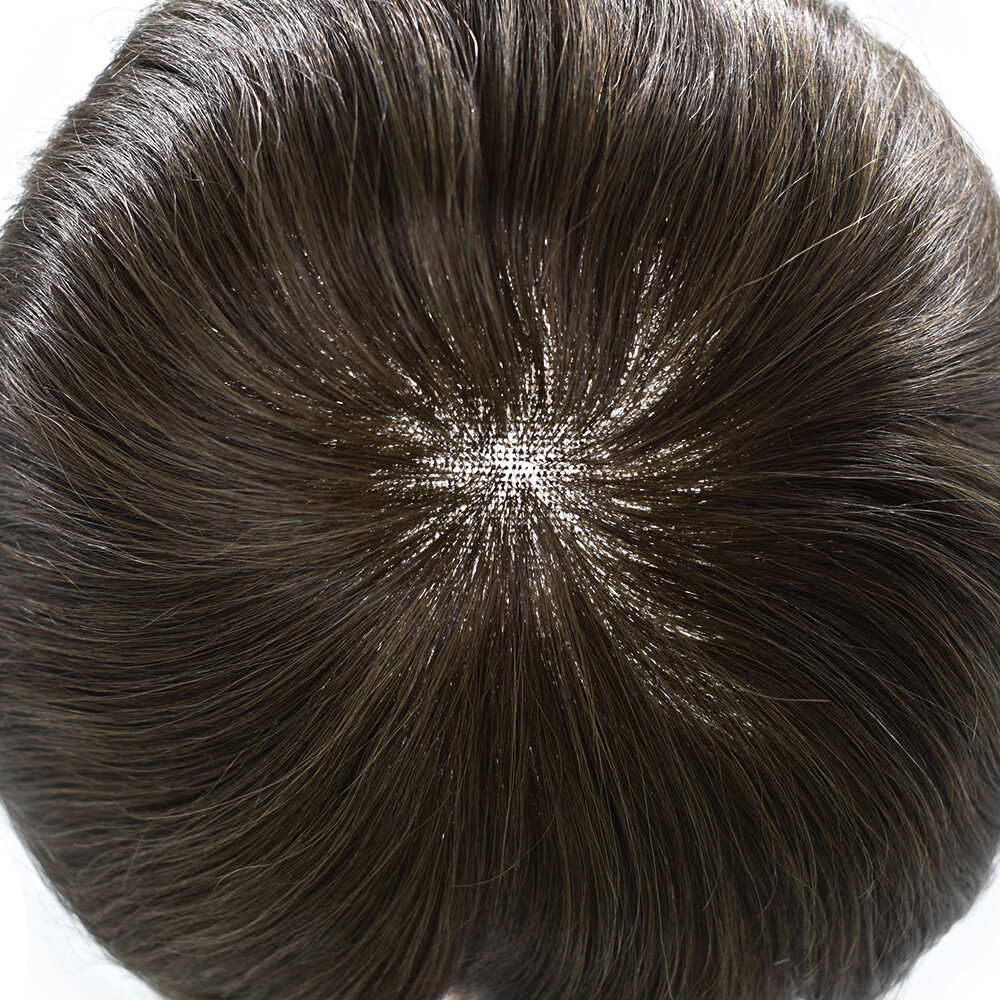 Swiss Lace Front Poly Pu Hairpiece Natural Hair Replacement Systems Mens Toupee