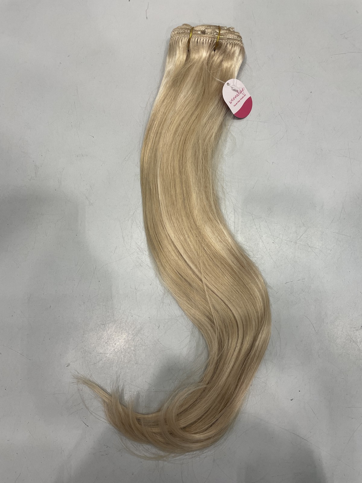 Wennalife Seamless Clip-In Human Hair Extensions 7pcs, Light Blonde 20″