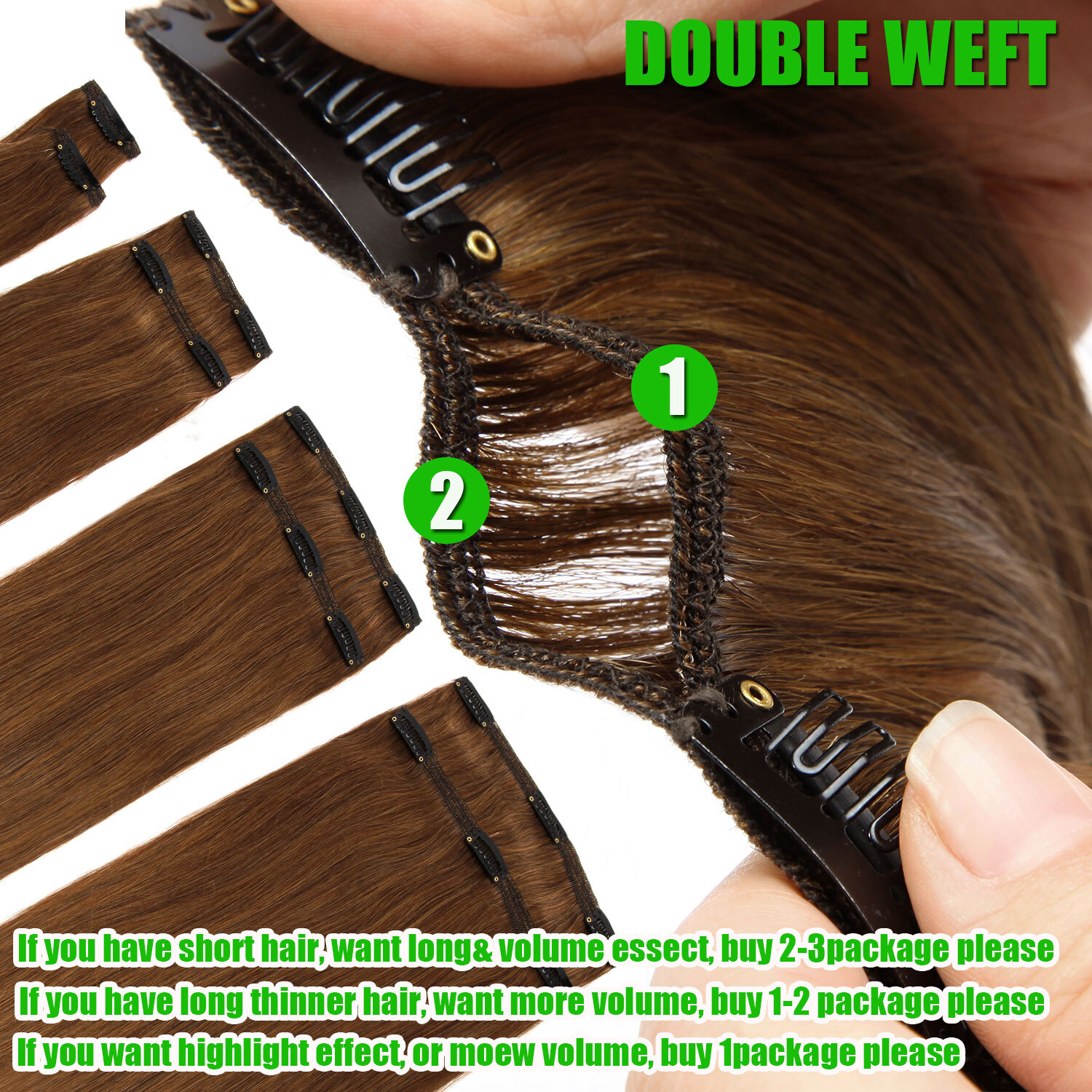 Ombre 100% Human Hair Extensions 8 Pieces Clip In Real Remy Hair 8PCS FULL HEAD