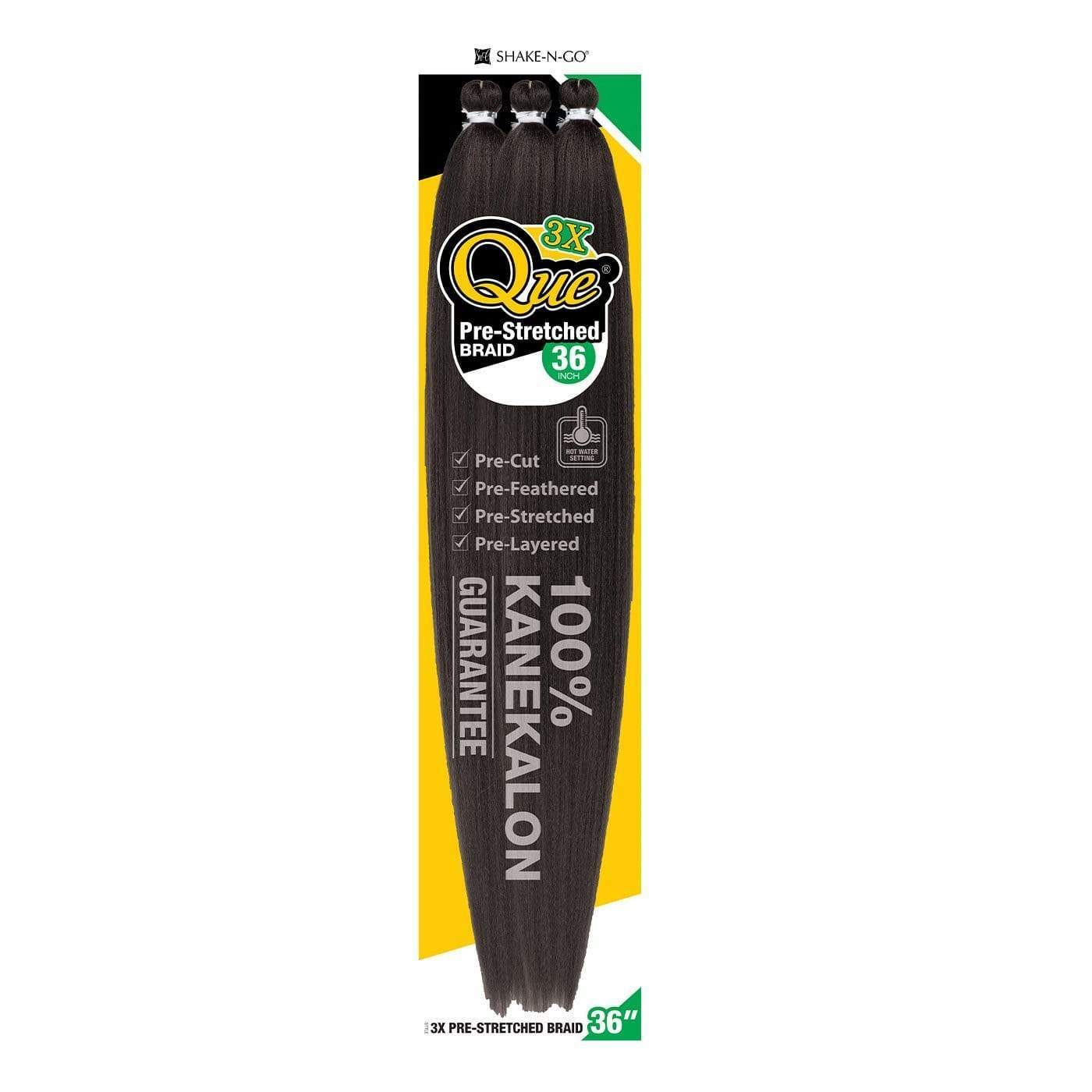 SHAKE N GO QUE SYNTHETIC BRAID – 3X PRE-STRETCHED BRAID 36 INCH