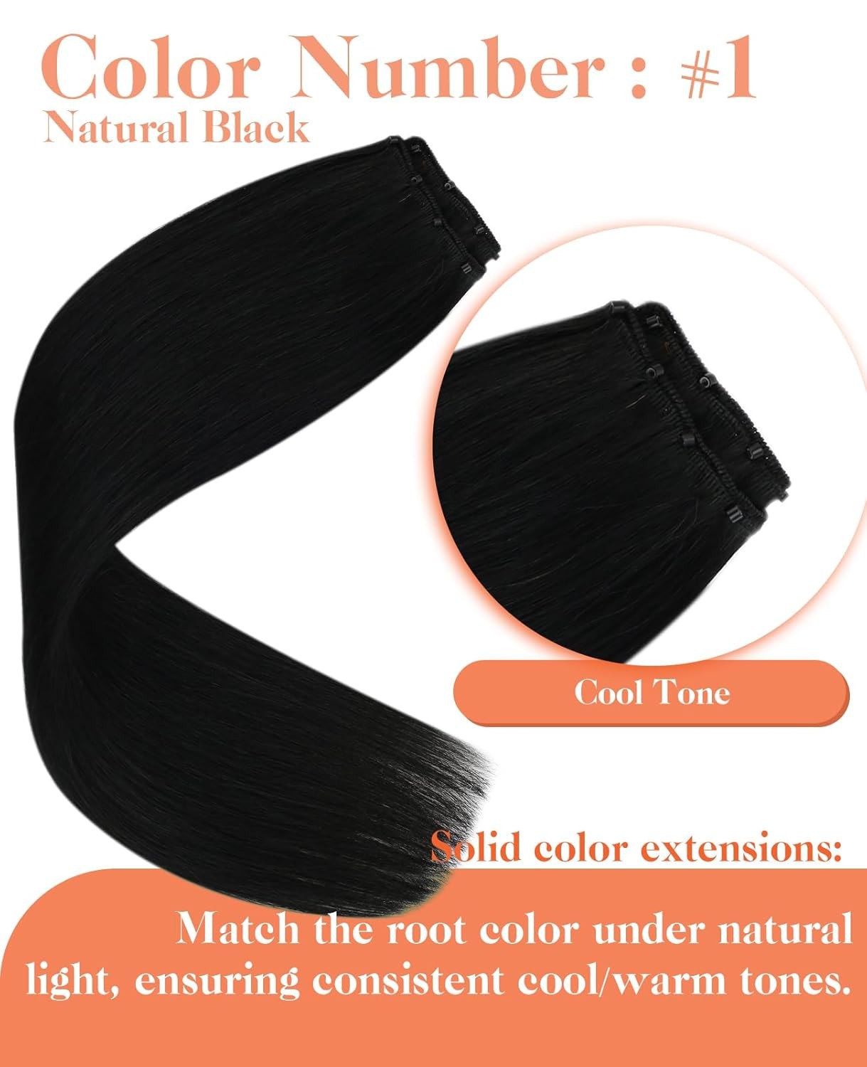 Sunny Hair BEADED 18in #1 Black Hair Extensions – MB_1B_18_50G4
