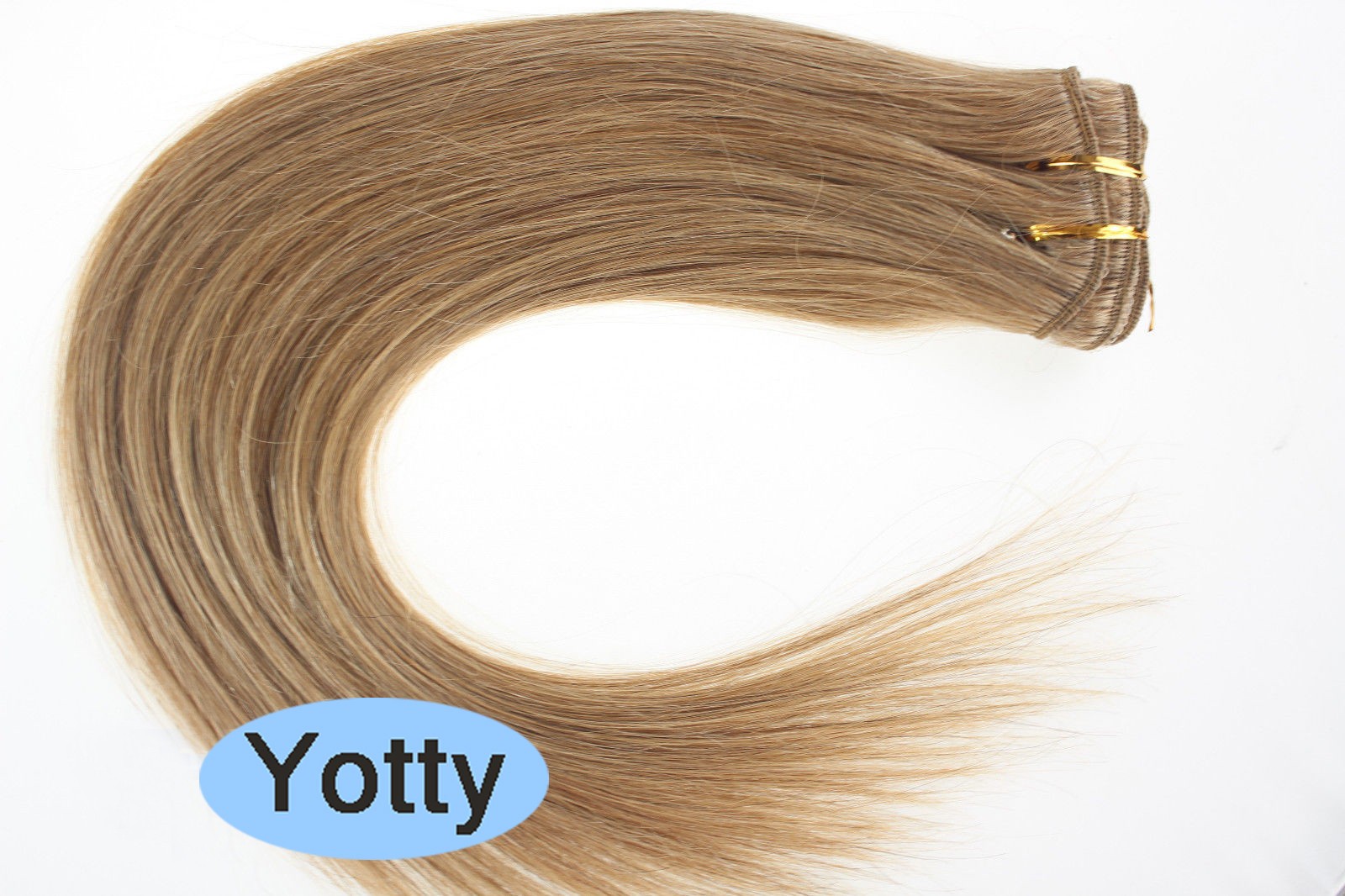 Clip in Remy Human Hair Extensions Double Weft Thick Hair Caramel Blonde24in120g