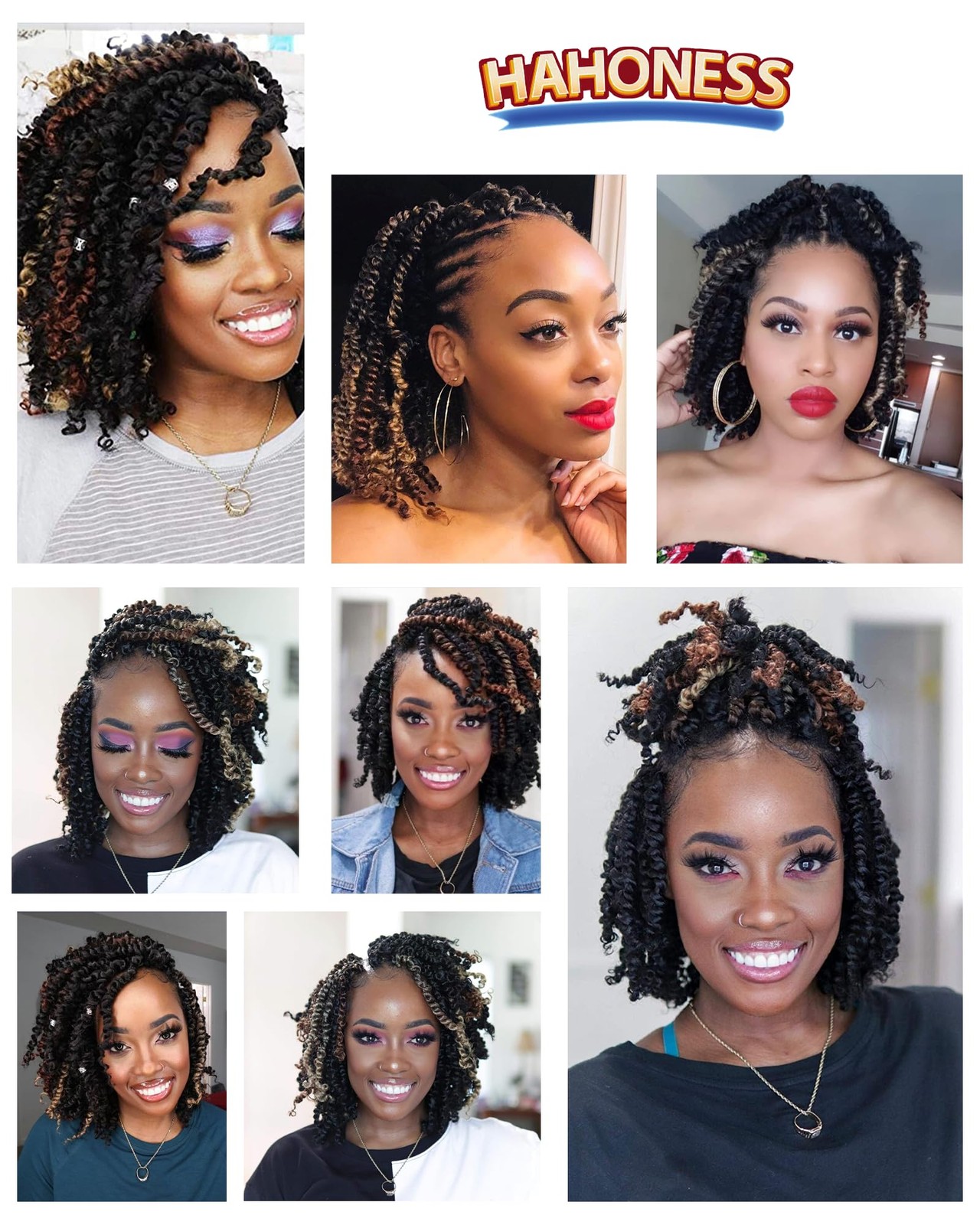 6 Inches 9 Packs Passion Twist Crochet Hair-Mixed Color Combo Pack(7 packs 1B…