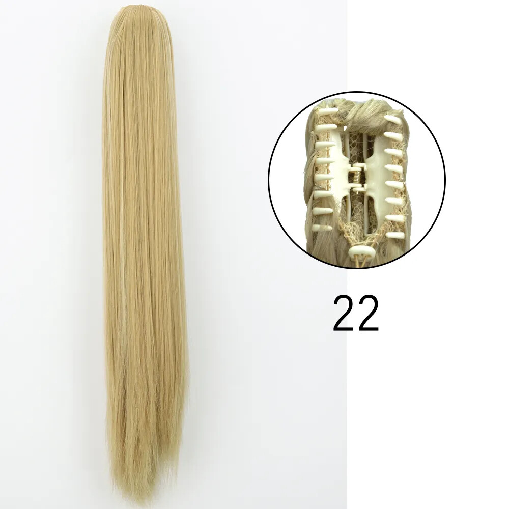 Long Straight Claw Clip On Ponytail Hair Extensions 24Inch Heat Resistant Pony