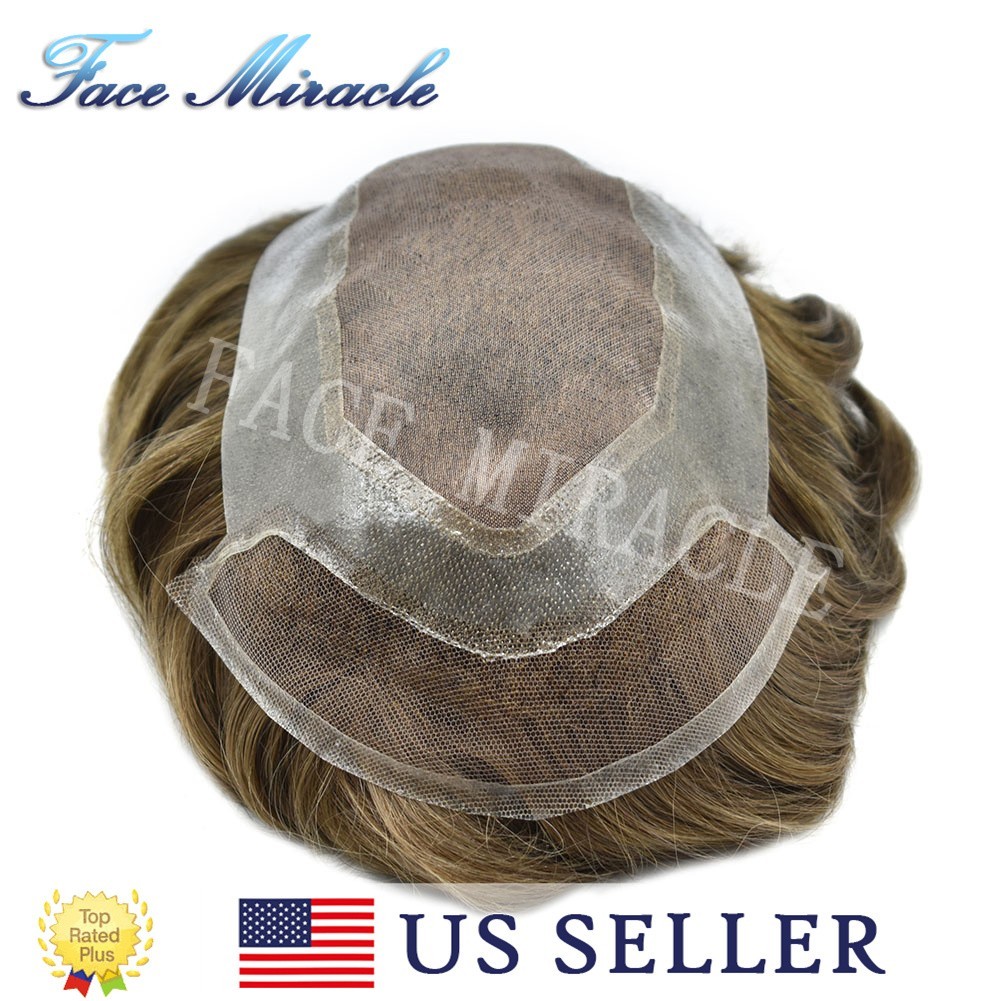 Mono Center Toupee for Men French Lace front Human Hairpiece System Natural Hair