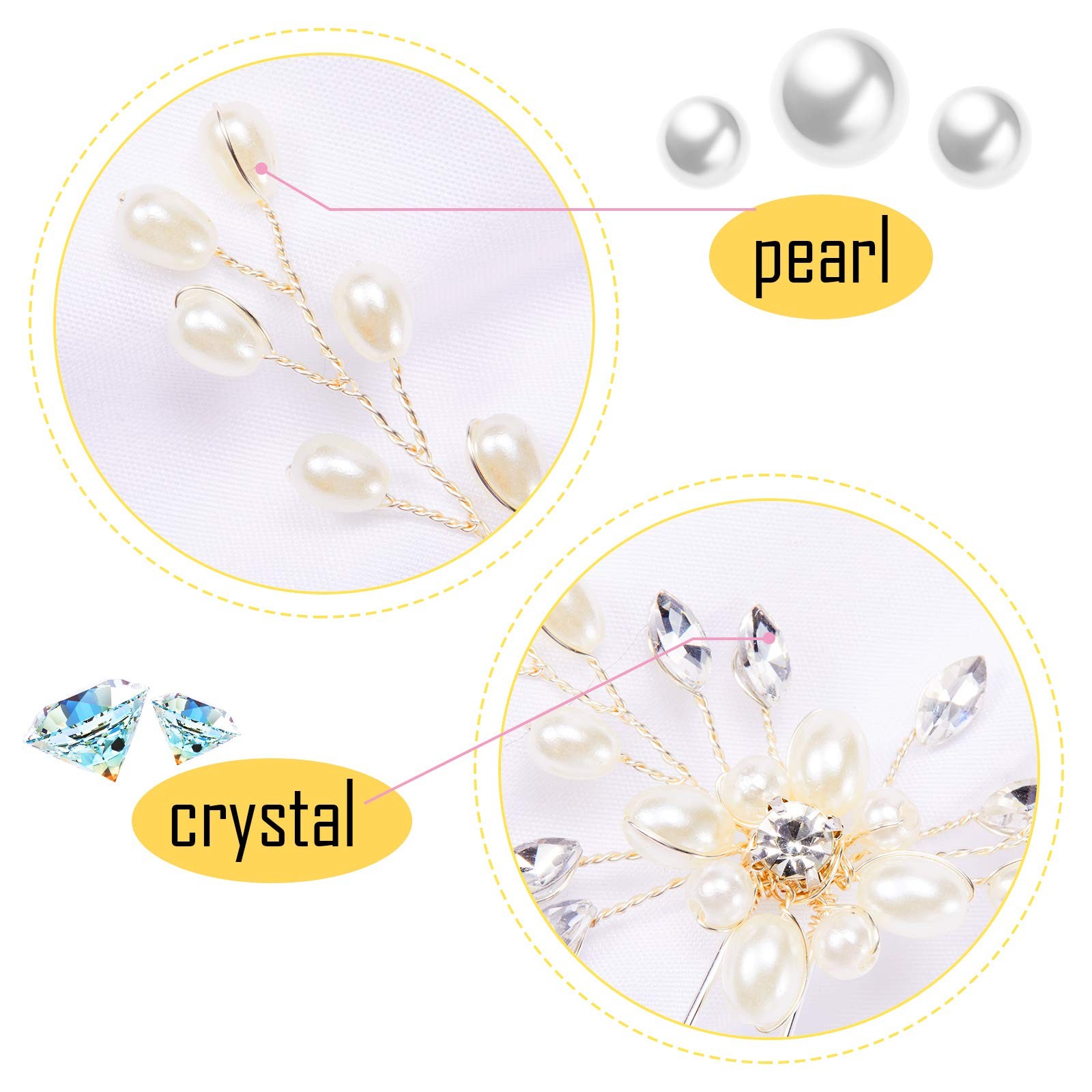 Syhood 4 Pieces Pearl Crystal Bridal Hair Pins Rhinestone Flower Wedding Hair Pi