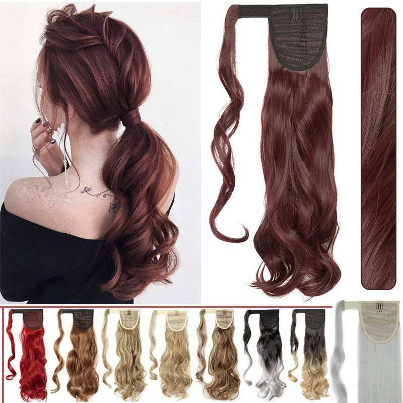 Long Thick Wrap Around Ponytail Clip In Hair Extensions As Human Hair Straight