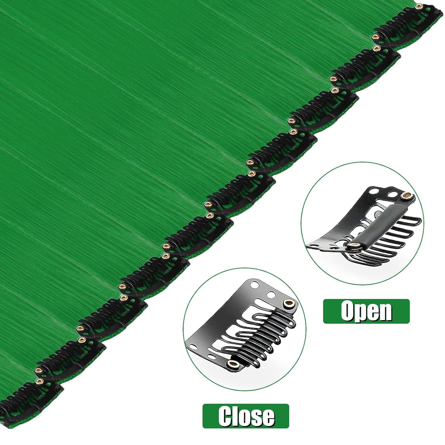 12 PCS Dark Green Clip-In Straight Hair Extensions, 20 Inch Colored Party Synthe