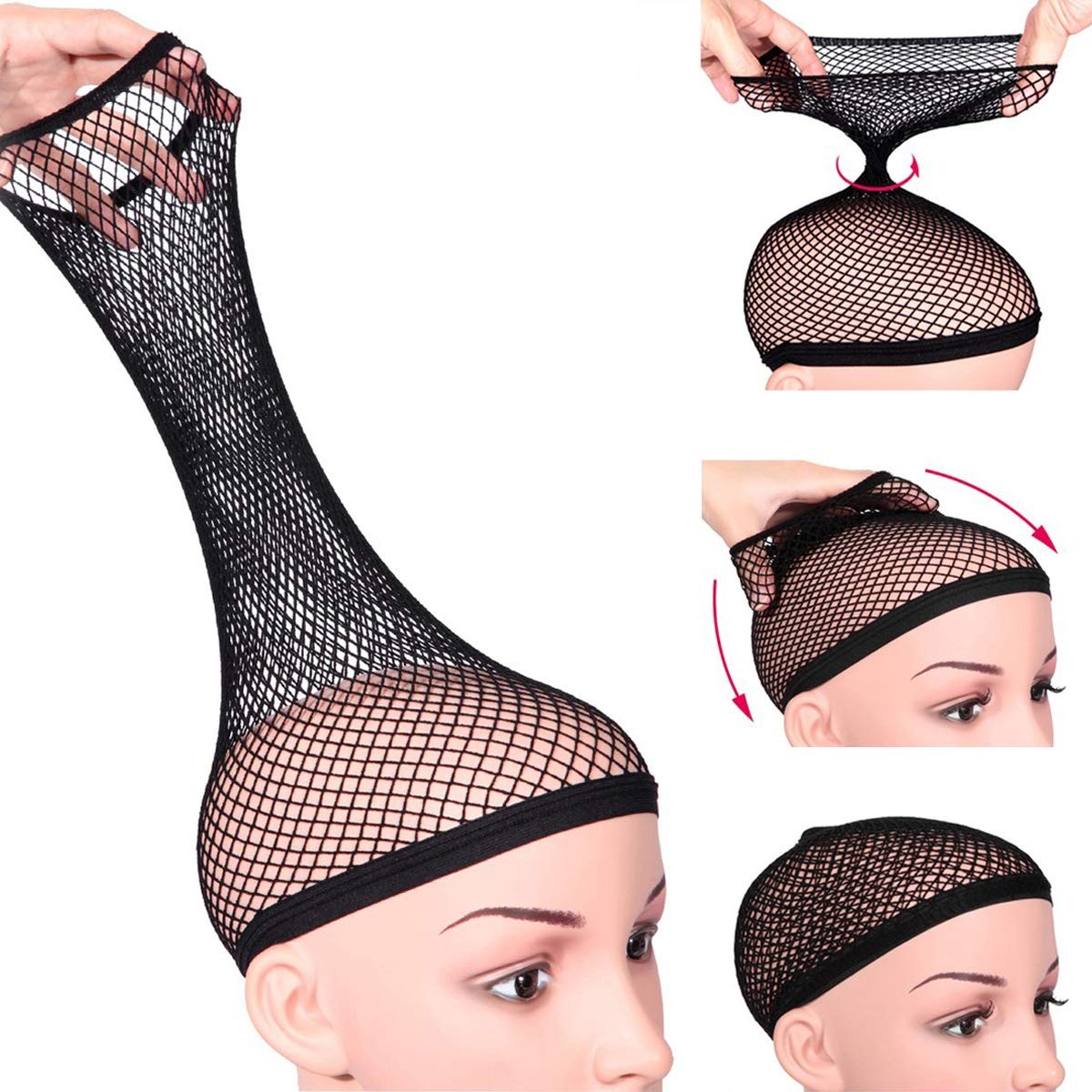 Dreamlover Black Wig Cap for Women Lace Front, 2 Count (Pack of 1),