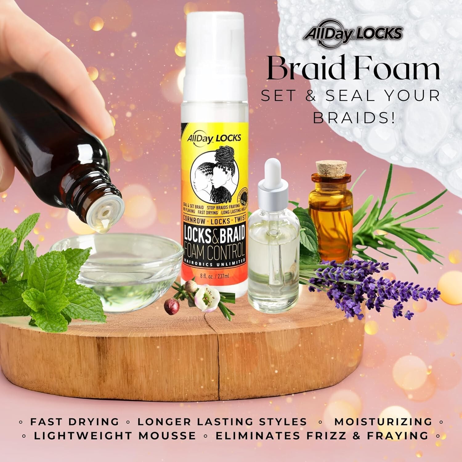 Frizz-Control Braid Mousse – Lightweight Hold & Shine for Braids & Locks | 8 oz