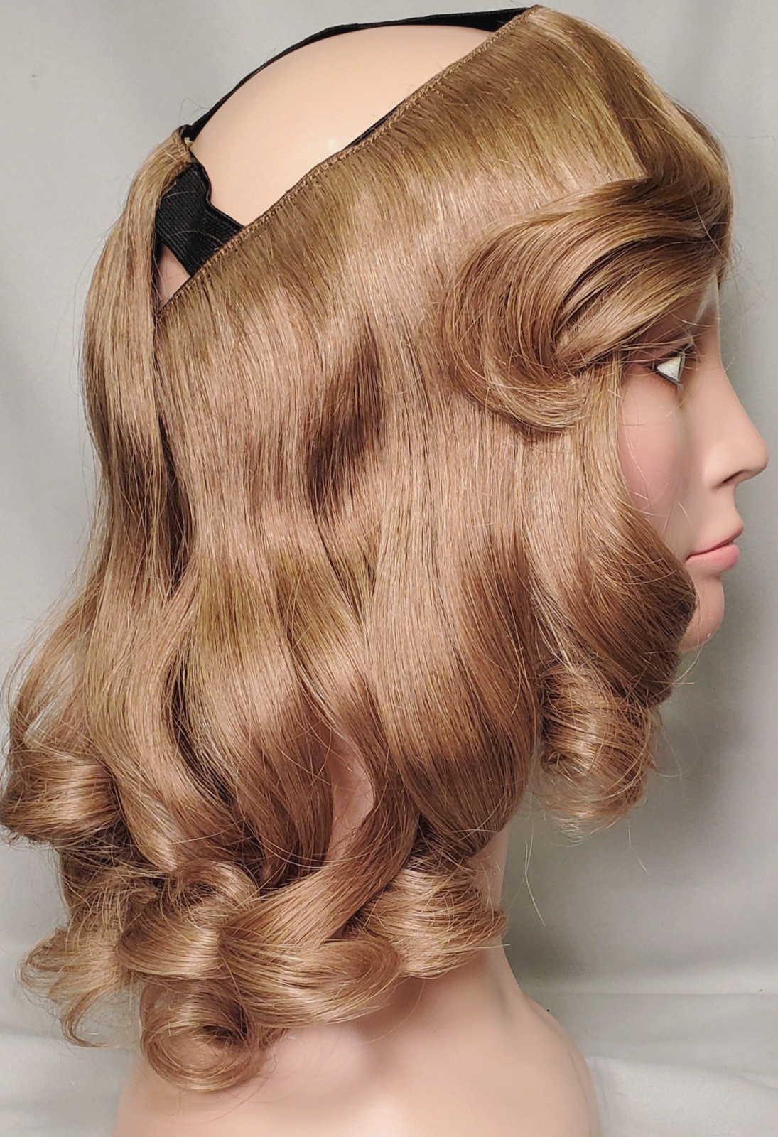 CMC Human hair Halo Bangs 30 Dark Blonde NWOT Display (Hat NOT included)