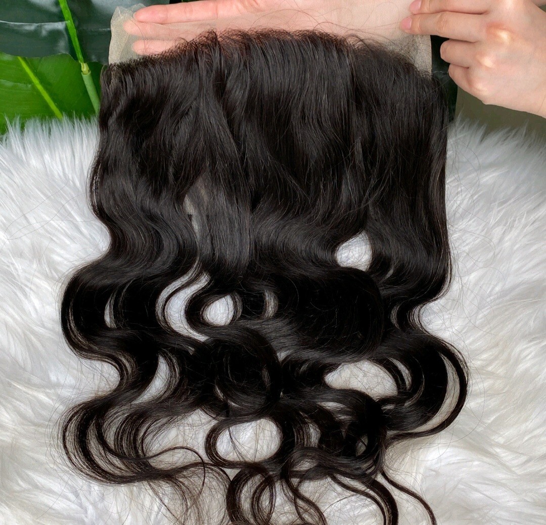 12A 18INCHES 360 LACE FRONTAL RAW BRAZILIAN DARK BROWN COLOUR 2# BODY WAVSE 120g
