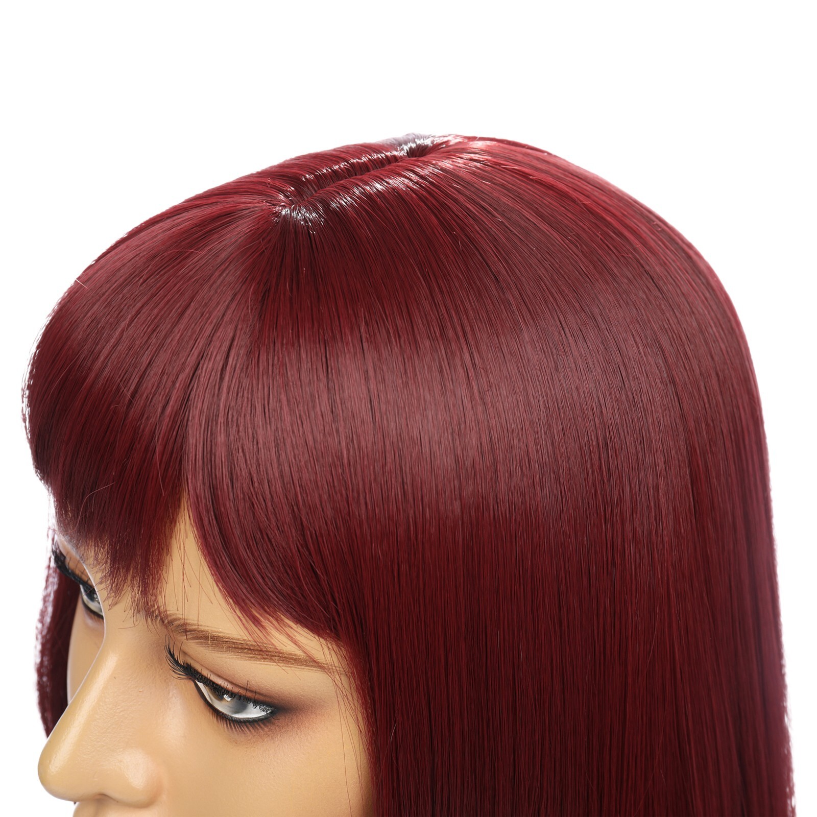 55cm Wine Red Fashion Wig For Women Chemical Fiber High Temperature Silk Wig