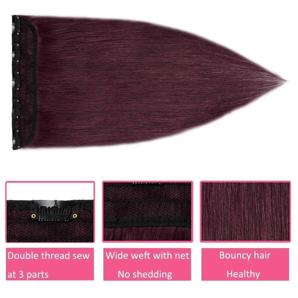 Hairro 16 Inch Clip In Extensions 100 Remy Human Hair 45G One-Piece 5 Clips
