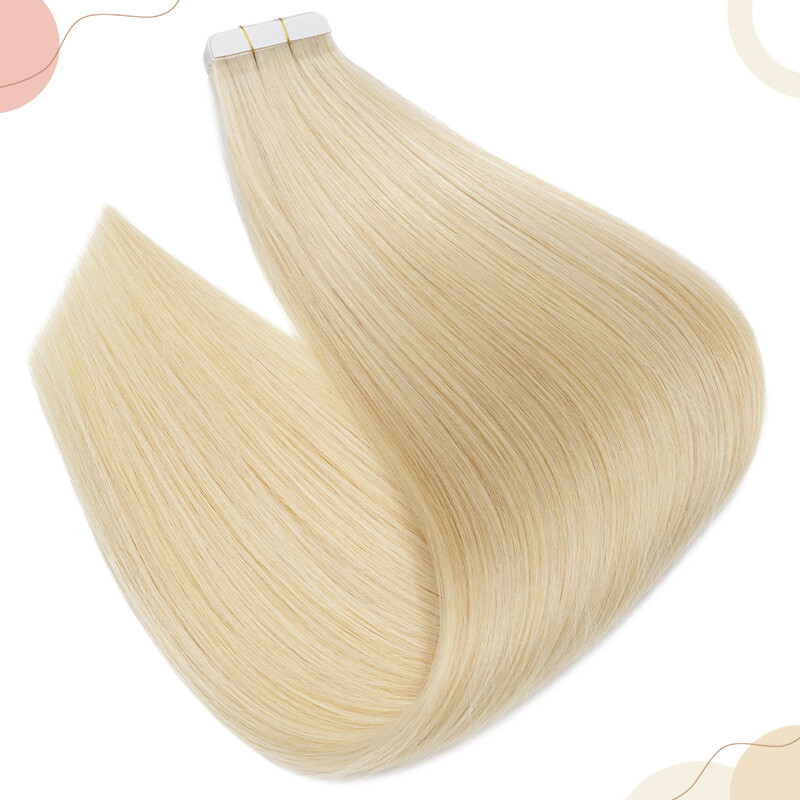 HAIRRO Tape In Hair Extensions 12″-24″ Real 100% Remy Human Hair Invisible Blond