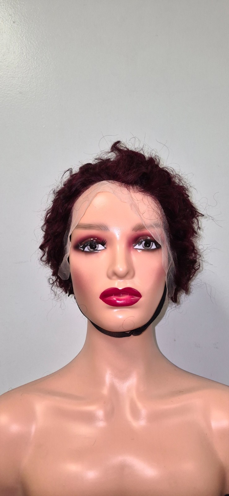 13*4 Short Burgundy Wig