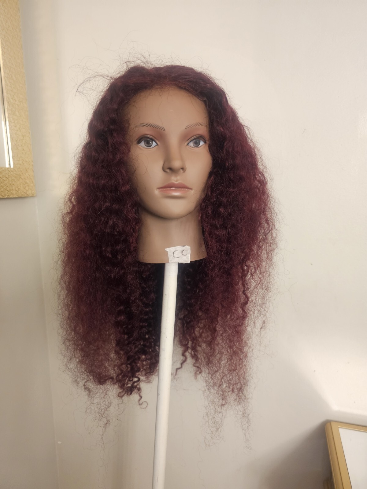 High Quality regular Top Reddish 24″ curly wavy 100% Virgin Human Hair Lace Wig