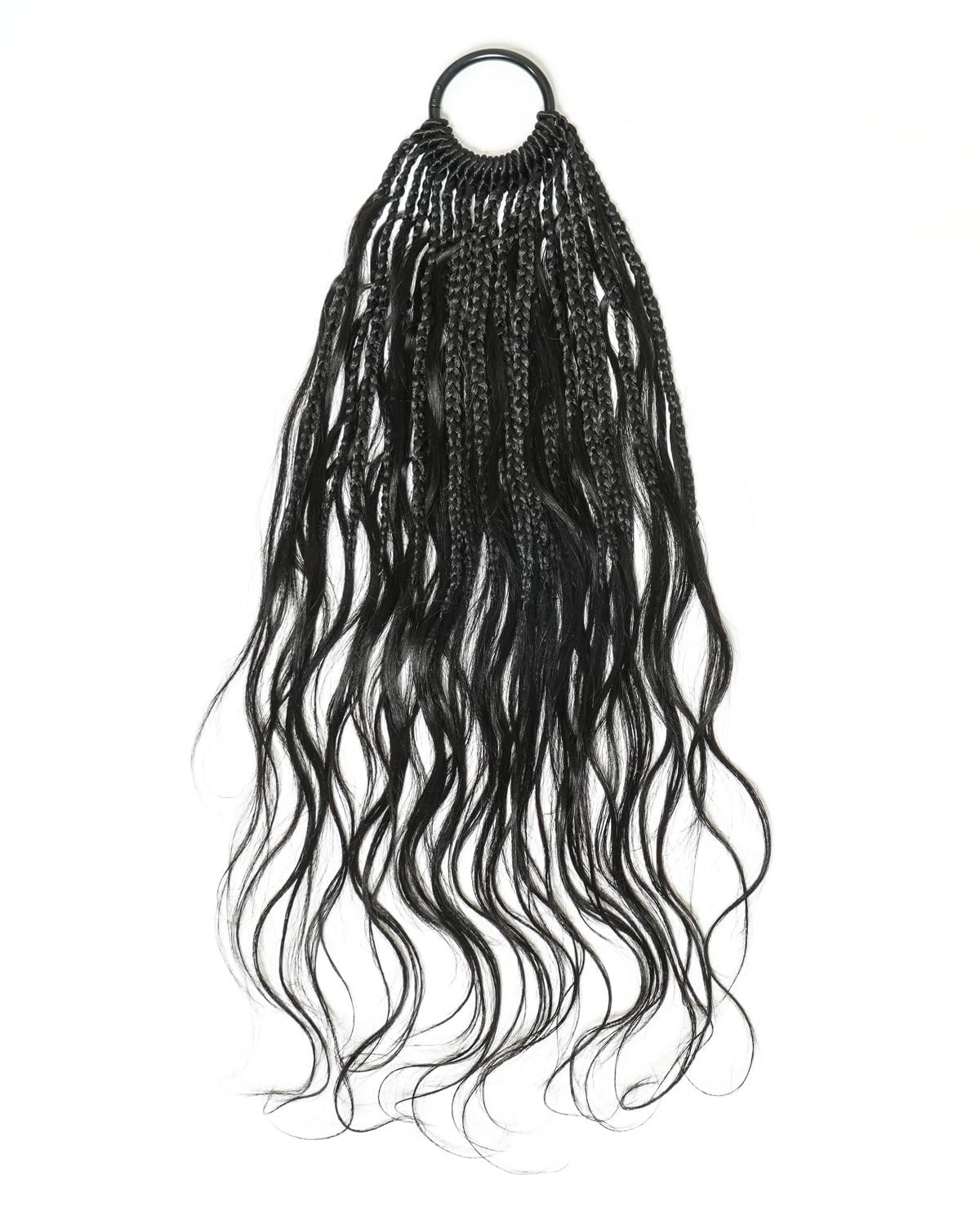 JALIZA 18″ Crochet Bora Box Braids with Human Hair Boho Curls, 120 Strands Black