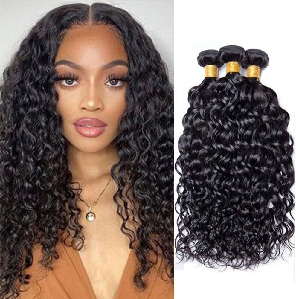 Unilo 12 12 12 Inch Water Wave Bundles Human Hair 100 Unprocessed Curly