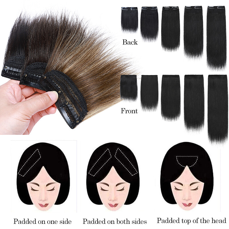 100% Human Hair Patch Hairpiece Extensions Clip In for Adding Small Hair Volume