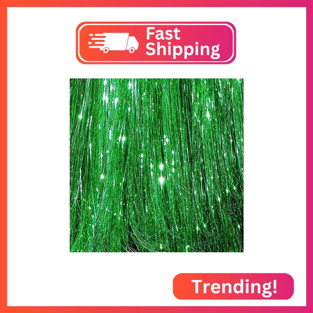 40″ Fairy Hair Tinsel 100 Strands (Shiny Green)