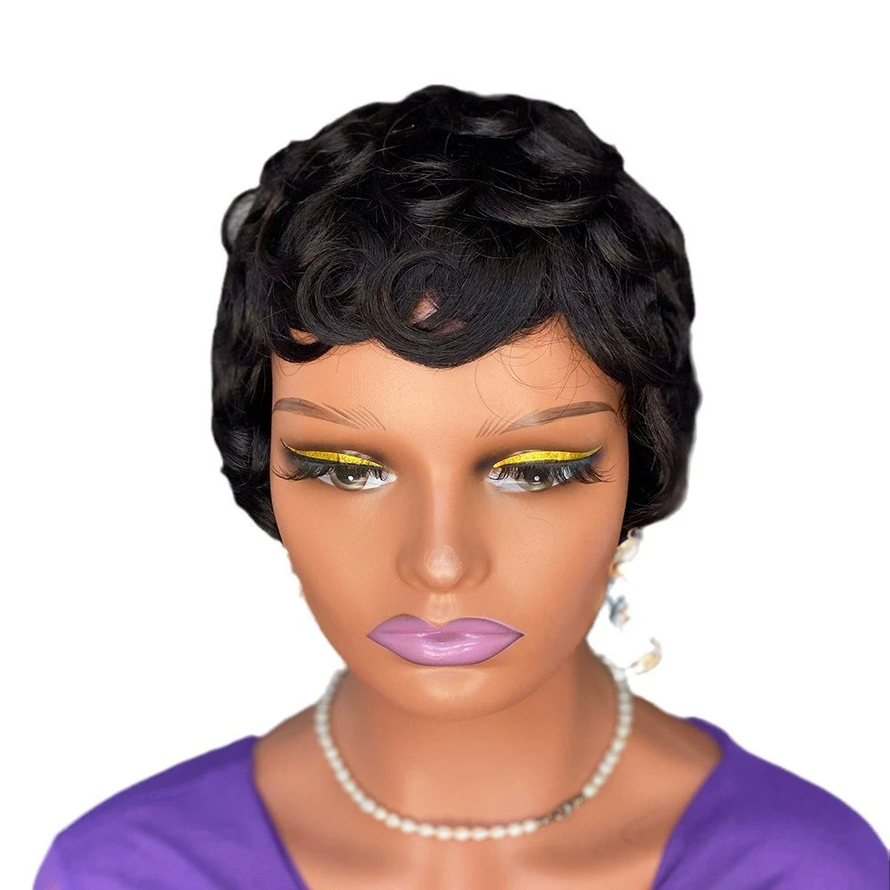 6″ Short Pixie Cut Wig Human Hair for Black Women Glueless