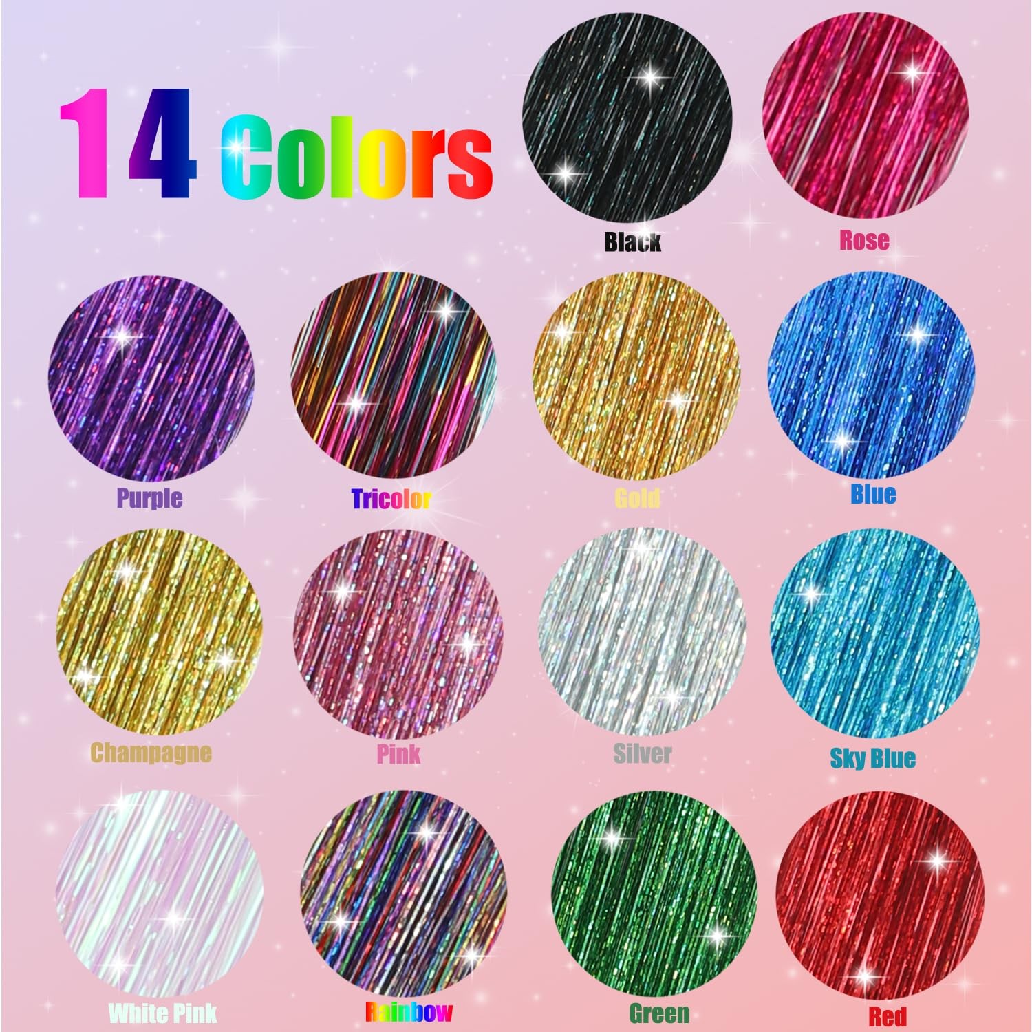 Hair Tinsel, 6000 Strands 48 Inch Hair Tinsel Kit with Tools Glitter Tinsel H…