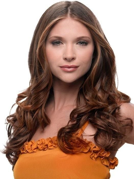 23″ wavy extension chocolate copper medium red brown hairdo by hairuwear r6/30h