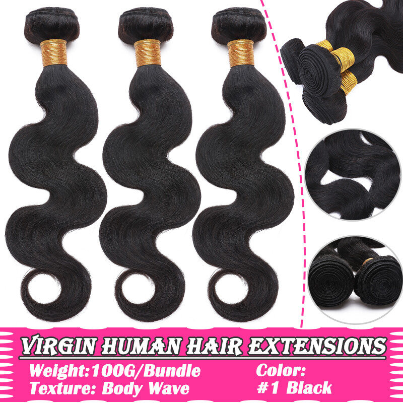 Blonde Brown Body Wave Brazilian Virgin Human Hair Bundles Extensions Weave Weft