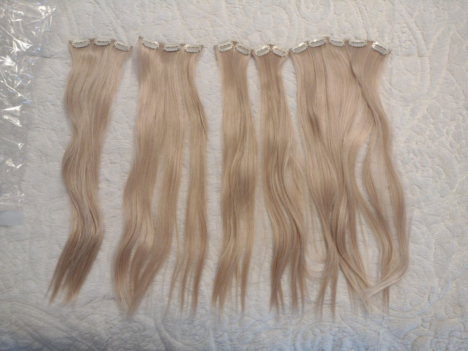 Hair Extensions Clip in natural blonde 5 Pcs Full Head Soft hair 20″ long NEW
