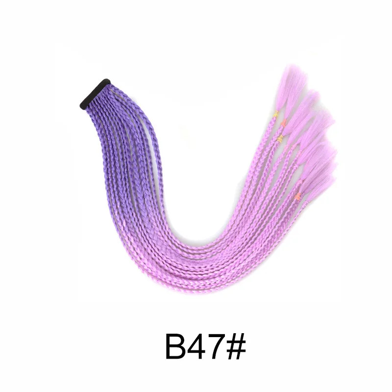 Gradient Colored Braided Ponytail Extension Elastic Rubber Band for Women Girls