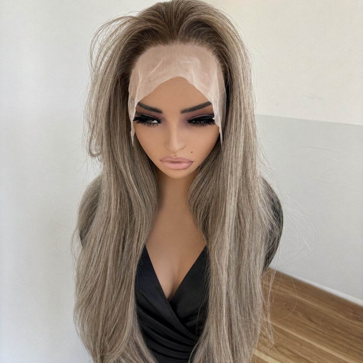Synthetic Hair Heat Resistant Lace Front Wig Mix Blonde Long Straight