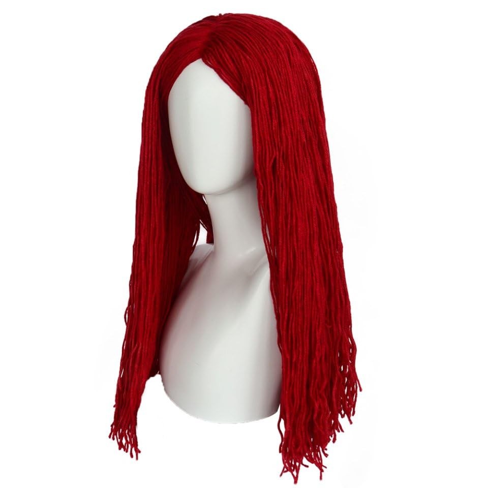 Hair Cap+ Sally Wig Cosplay Long Straight Wig Middlepart Red Cosplay Wigs for…
