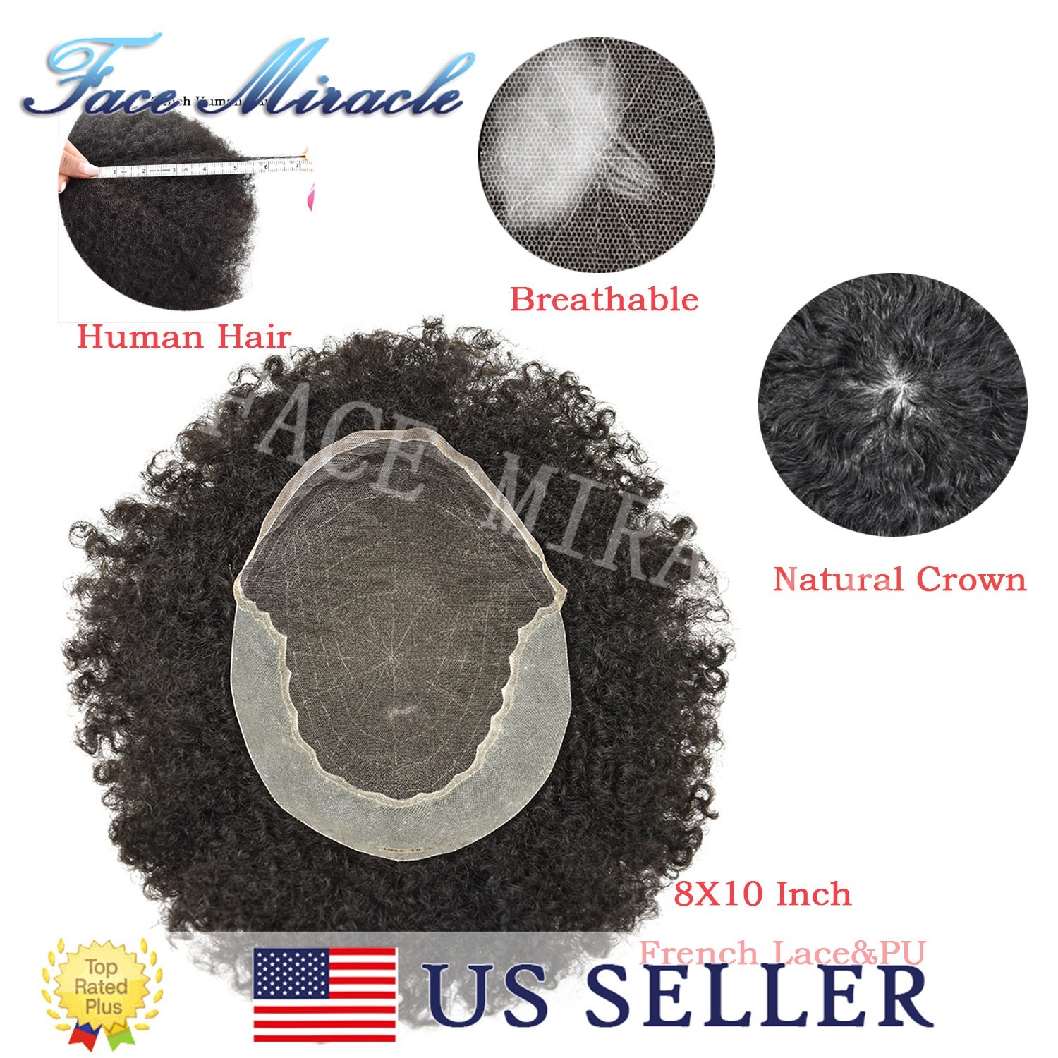 Afro Curly Toupee Hair for Black Men French Lace Mens Toupee Hair Units for Men