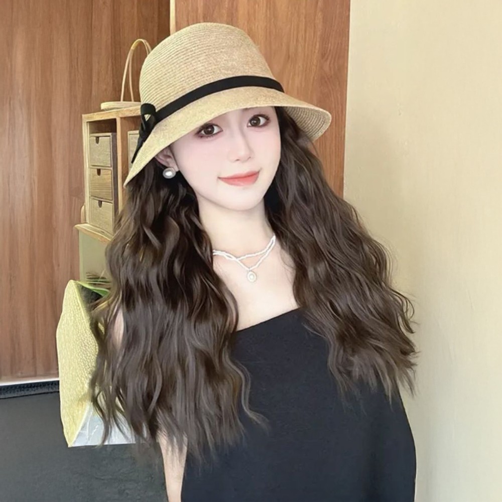 Womens Fisherman Hat for For WIG Long Curly Hair with High Temperature Fiber