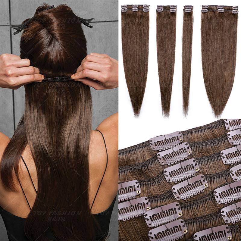 Clip in Remy Human Hair 100% Hair Extensions 8PCS Full Head Remi Weft 16″-24″