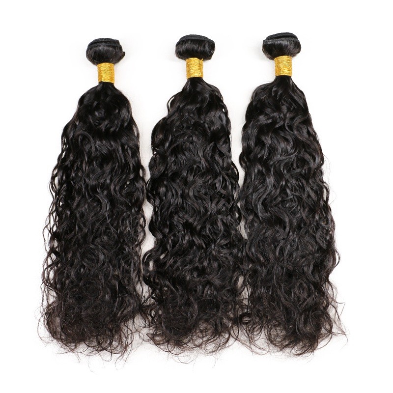 Natural Wave 3 Bundles 8″10″12″ With 10″ Lace Closure Malaysian Virgin Hair