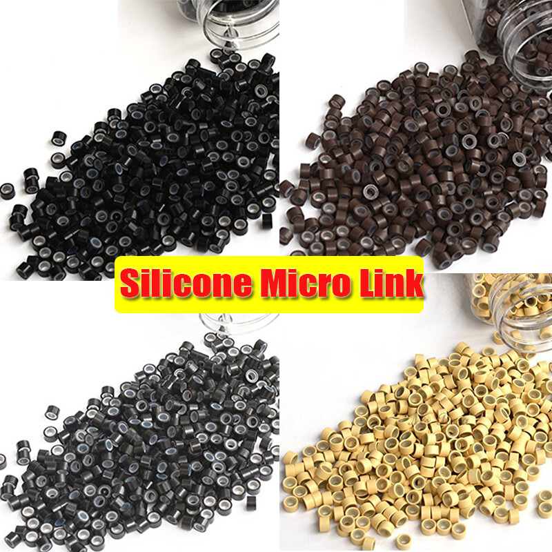 1500pcs Silicone Lined Micro Beads for I Tip Human Hair Extensions 6mm Bonds US1