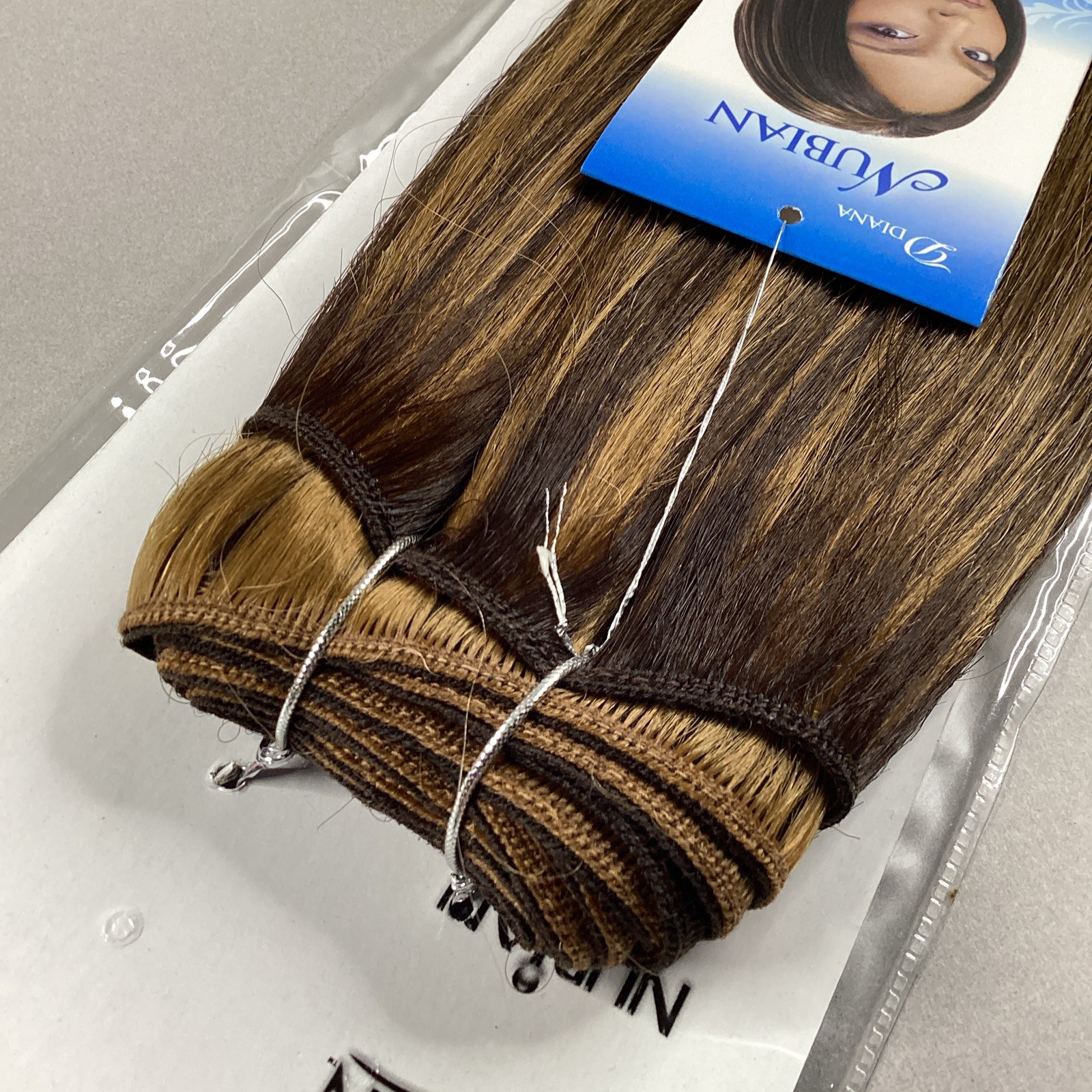 10” Straight Weave #F4/27 Brown Nubian Synthetic Blend Mixed Hair Extensions