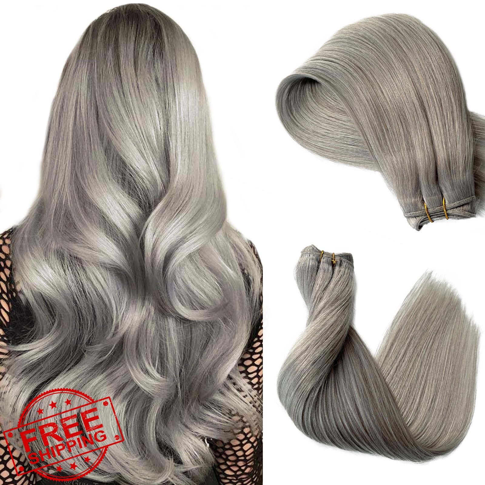 Licoville #0Grey Silve 18 Inch Sew In Hair