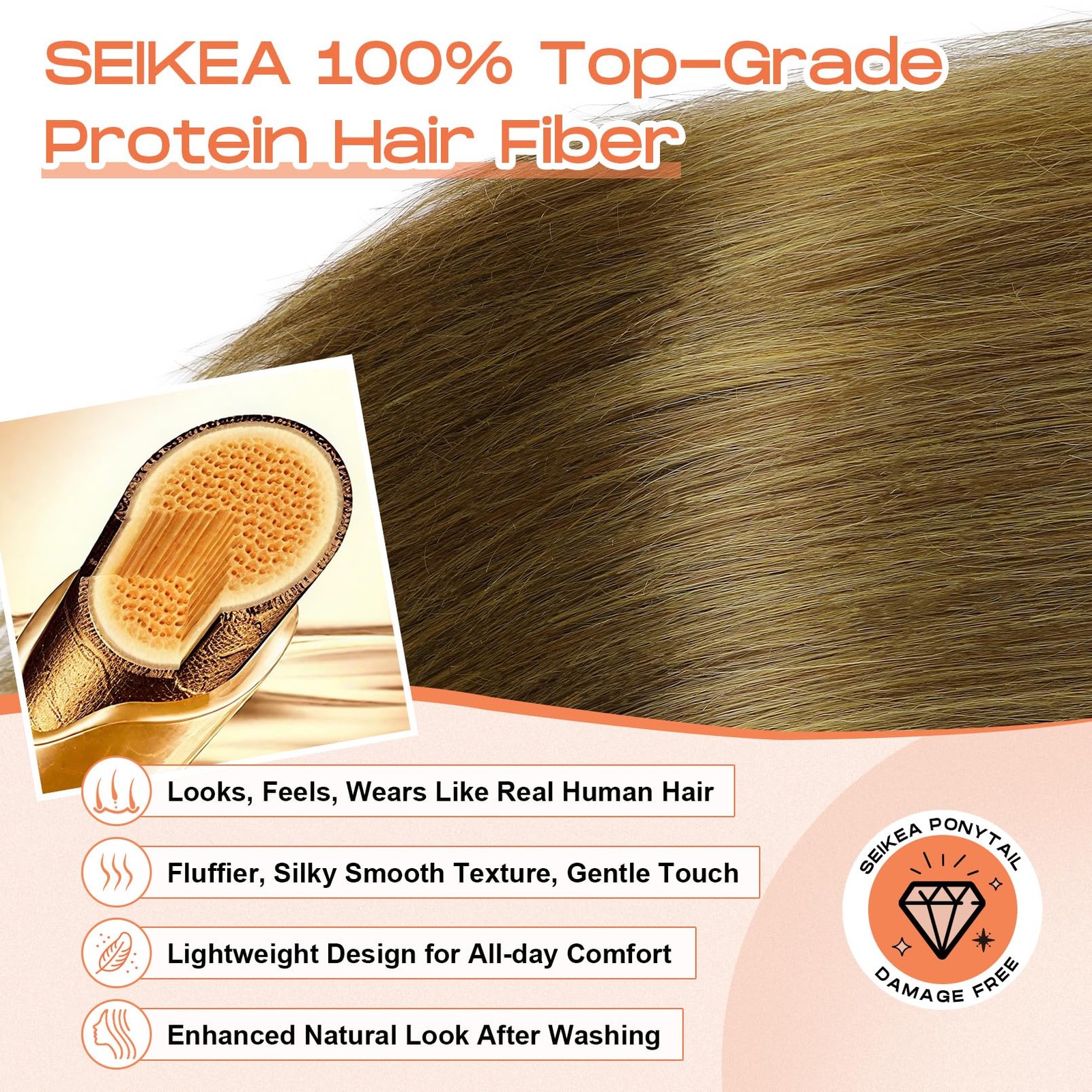 Seikea Cheer Ponytail Hair Piece 100 Super Protein Fiber Straight Cheerleader