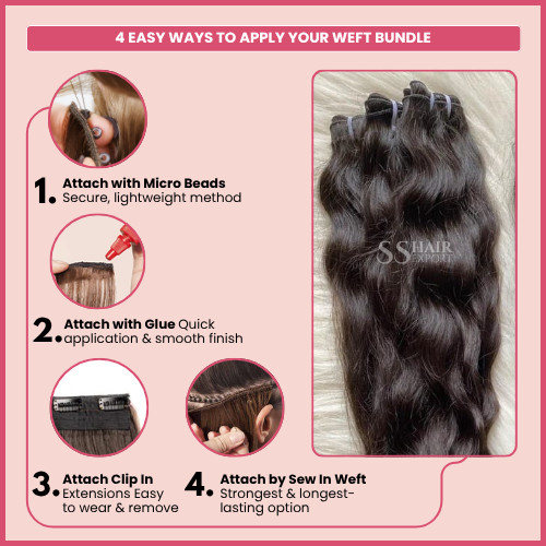 Weft Hair Extensions Human Hair 22-32Inch 3 Bundle Deal Raw Indian Weaves