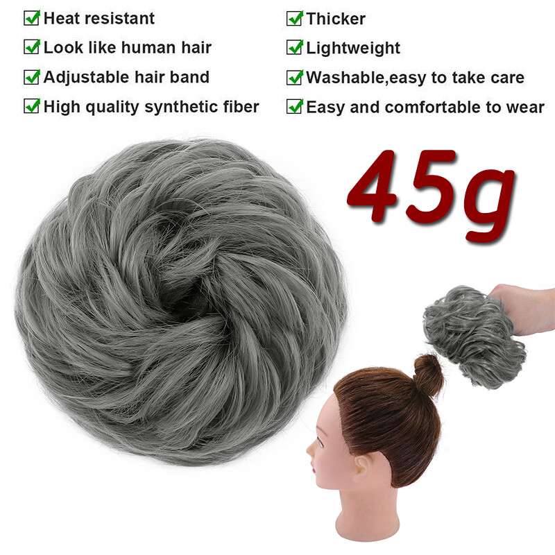 45g Curly Messy Bun Hair Piece Scrunchie Updo Cover Hair Extension Real As Human