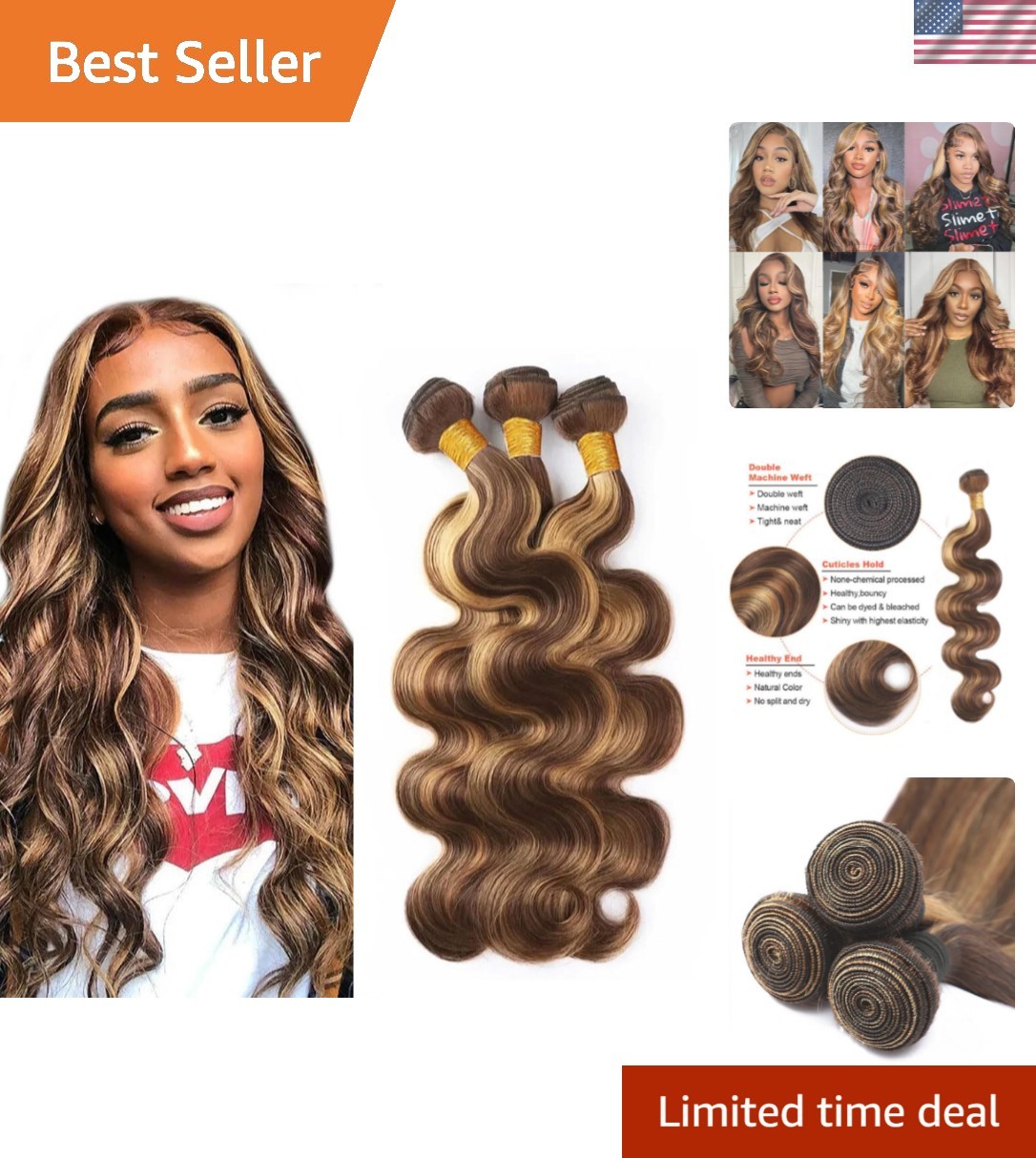 P427 Honey Blonde Body Wave Human Hair Bundles – 26 28 30 Inch Luxury Extensions