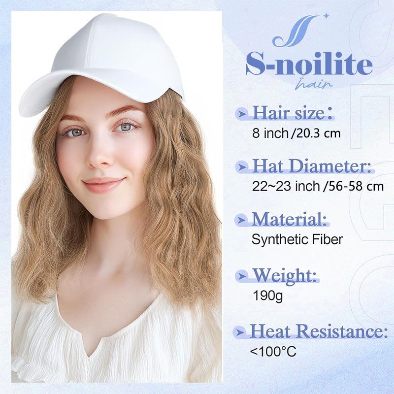 6in/8in Baseball Cap with Hair Extensions Real Natural As Human Hat Hairpiece