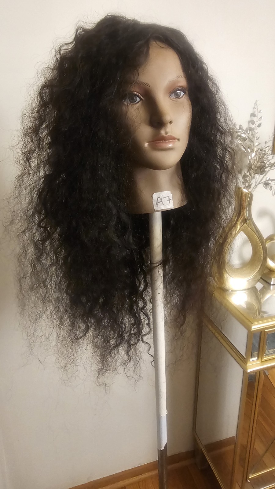 High Quality regular Top Black 24 to 26″ curly 100% Virgin Human Hair Lace Wig