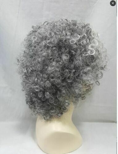 Kinky Curly Salt and Pepper Hair Synthetic Capless Wigs 12 Inches
